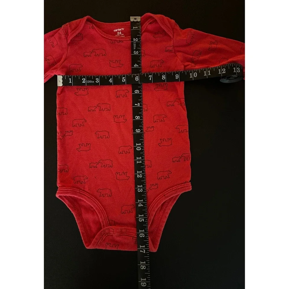 Carters Baby Boy Red Black Bear Long Sleeve Bodysuit 24 Months 126H029 1464